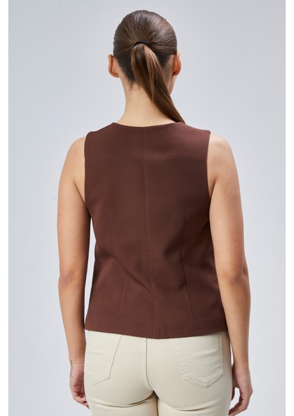 Kadın Regular V Yaka Düğmeli Yelek