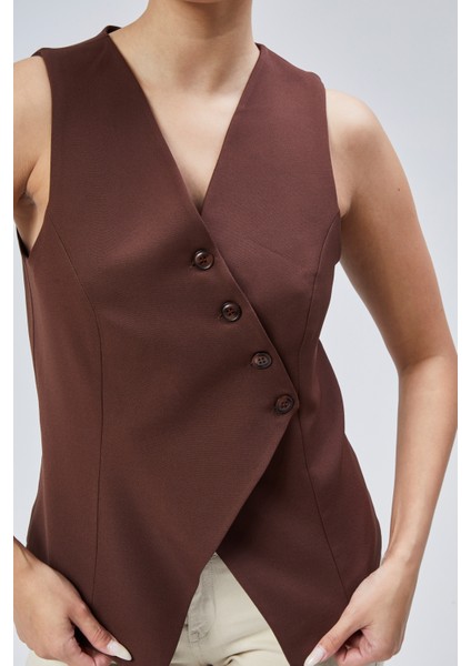 Kadın Regular V Yaka Düğmeli Yelek