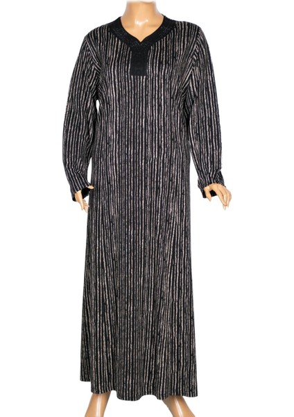 Hesna Kadın Minel Battal Beden Kuplu Boydan Siyah Elbise Desen 21