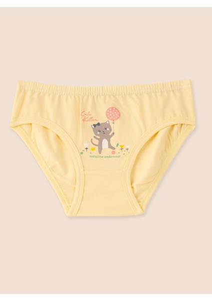 Kız Çocuk Organik Pamuklu Likralı Külot Cute Kitten 3'lü Paket