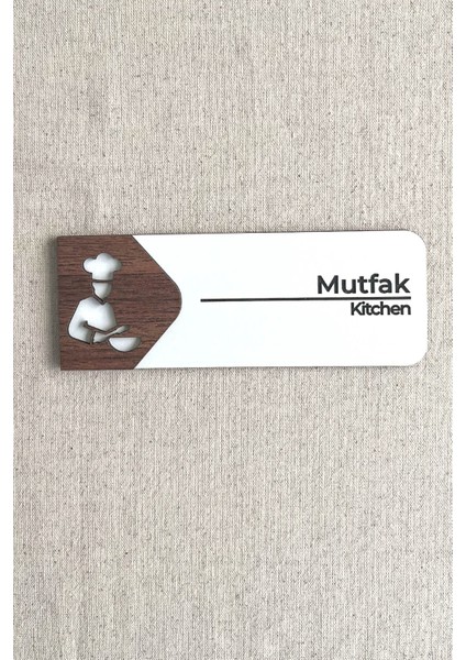 Mutfak Kapı Tabelası – Kapı Isimliği | 19X7 cm Çift Katmanlı Yönlendirme Levhası