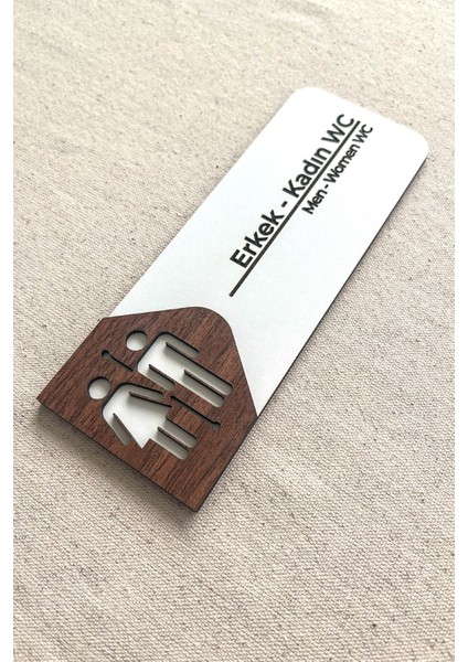 Kadın - Erkek Wc Kapı Tabelası – Mdf Tuvalet Yönlendirme Levhası | 19X7 cm Çift Katmanlı fiyatları
