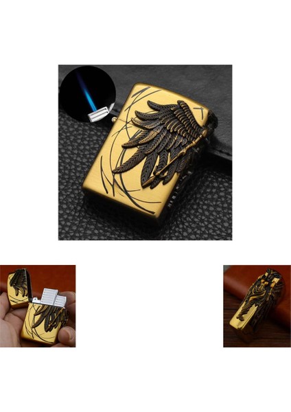 Savaşçı Melek Kabartmalı Gazla Çalışan Pürmüz Çakmak (Ebat: 5,5 cm x 3,6 cm x 1,2 Cm)