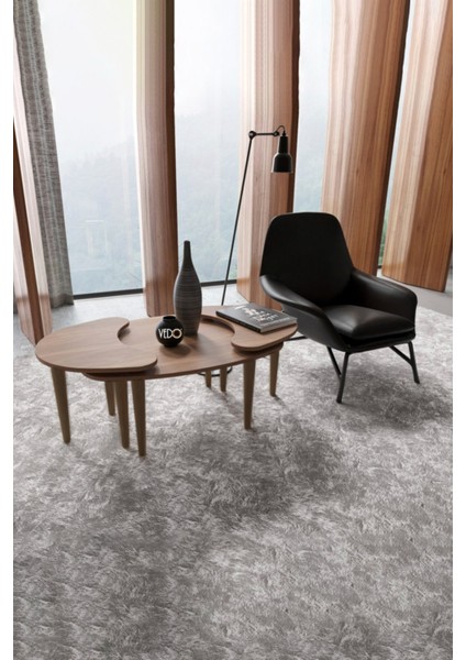 Ahşap Desenli Mdf Orta Sehpa - 3lü Sehpa - Zigon Sehpa