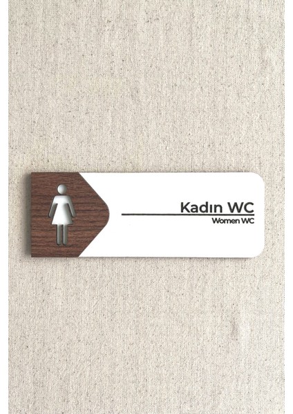 Kadın Wc Kapı Tabelası – Mdf Tuvalet Yönlendirme Levhası | 19X7 cm Çift Katmanlı
