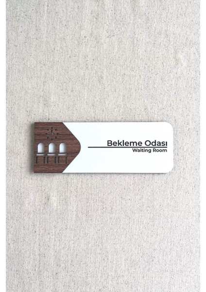 Bekleme Odası Kapı Tabelası – Mdf Yönlendirme Levhası | 19X7 cm Çift Katmanlı