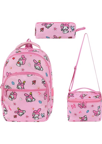 My Melody Aksesuarlı Kartlıklı Okul Çantası Termal Beslenme ve Kalemlik