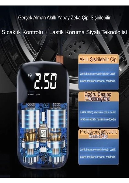 A55-56 Psı Destekli 3600MAH 50W LED Ekranlı Araba Motor Bisiklet Top Hava Kompresörü Powerbank indirimleri