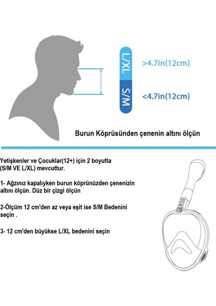 Tam Yüz 180° Panoramik Şnorkel Dalış Maskesi –kamera Montajlı, Buğu Önleyici Fullface Şnorkel indirimleri