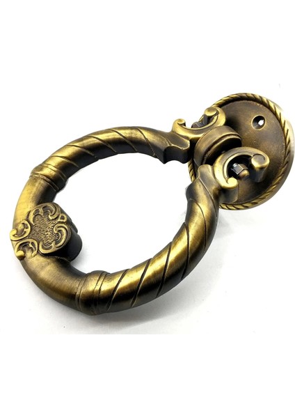 Antika Tarz Dekoratif Pirinç Saray Kapı Tokmağı, Taktak - 97MM, Antik