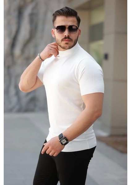 Erkek Yarım Balıkçı Yaka Kısa Kollu Tişört