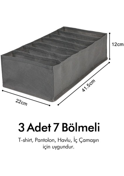 3'lü Set Gri 7 Bölmeli Dolap Çekmece Içi Akordiyon Tipi Katlanır Çamaşır Düzenleyici Organizer fiyatları