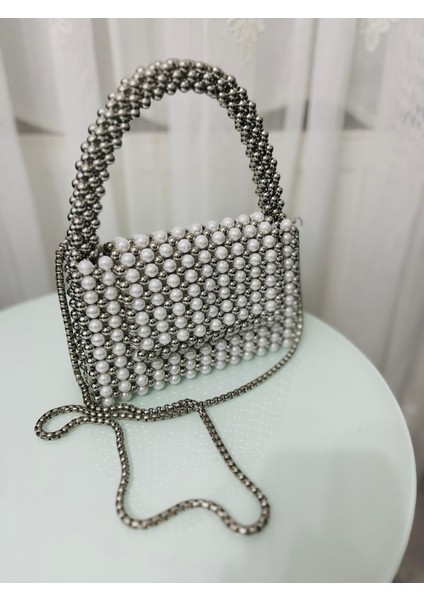 Kadın Abiye Çanta Inci Taşlı Boncuk Elişi Çanta Kristal Beyaz Boncuklu Çanta, Beyaz İnci Boncuklu Çanta Çanta Omuz Çantası, Kristal Çanta, Beyaz inci Akşam Çantası, Boncuklu Çanta, Gelin Çantası indirimleri