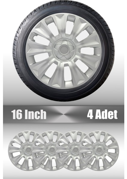 Renault Kangoo Trafic Master 16" Inç Uyumlu 4 Adet 1 Takım Gri Kırılmaz Jant Kapağı