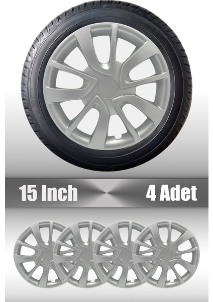 Fiat Egea 15" Inç Uyumlu 4 Adet 1 Takım Gri Kırılmaz Jant Kapağı