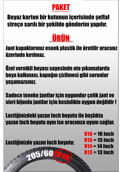 Renault Kangoo Trafic Master 16" Inç Uyumlu 4 Adet 1 Takım Gri Kırılmaz Jant Kapağı