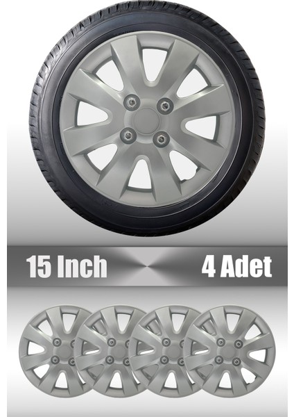Opel Corsa Astra Vectra 15" Inç Uyumlu 4 Adet 1 Takım Gri Kırılmaz Jant Kapağı
