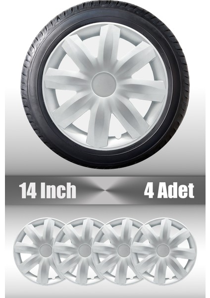 Fiat Doblo Fiorino 14" Inç Uyumlu 4 Adet 1 Takım Gri Kırılmaz Jant Kapağı