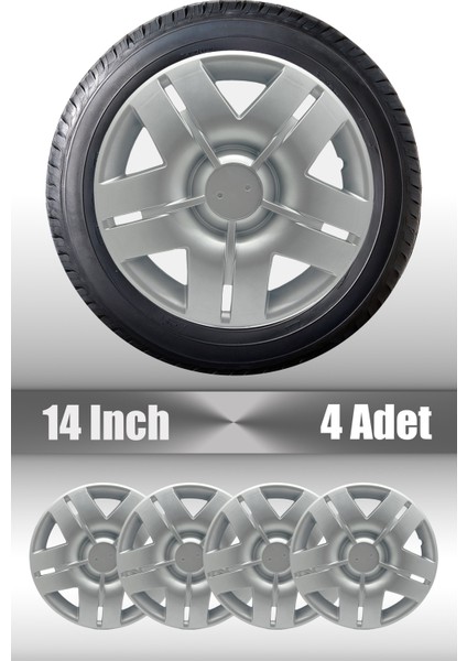 Opel Corsa Astra Vectra 14" Inç Uyumlu 4 Adet 1 Takım Gri Kırılmaz Jant Kapağı