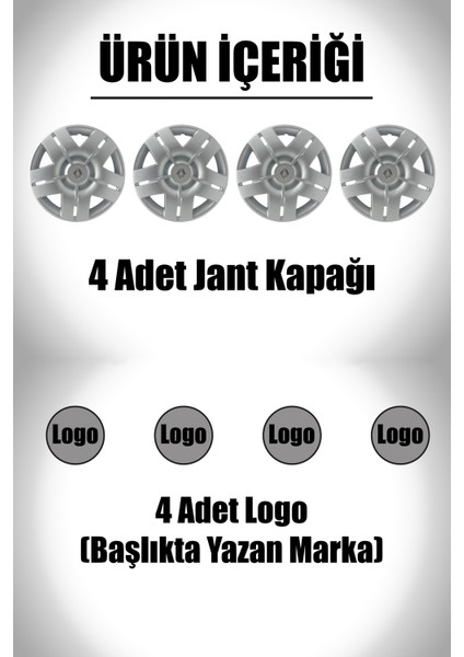 Renault Toros R Europa 13" Inç Uyumlu 4 Adet 1 Takım Gri Kırılmaz Jant Kapağı