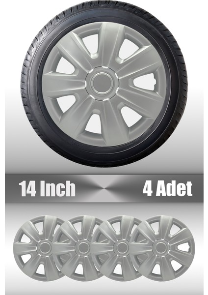 Fiat Siena Brava Tipo 14" Inç Uyumlu 4 Adet 1 Takım Gri Kırılmaz Jant Kapağı