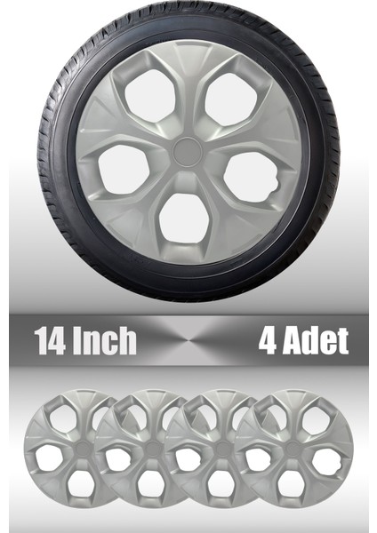 Chevrolet Lacetti Spark 14" Inç Uyumlu 4 Adet 1 Takım Gri Kırılmaz Jant Kapağı