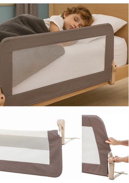 Premium 150X65 cm Deri Kılıflı Yatak Bariyeri, Katlanır Yatak Korkuluğu, Kahve fiyatları