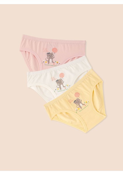 Kız Çocuk Organik Pamuklu Likralı Külot Cute Kitten 3'lü Paket fiyatları