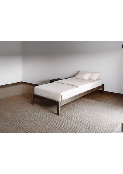 Doğal Masif Ahşap Butik Karyola Ceviz Renk Başlıksız 200X200 cm