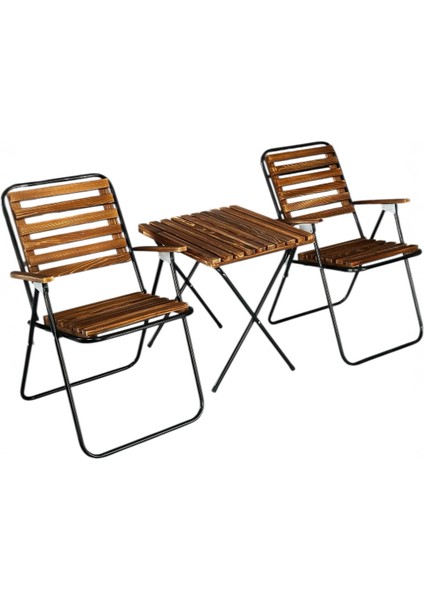 Deluxe Metal Ahşap Katlanır Bistro Bahçe Balkon Kamp Katlanır Sandaliye Masa Seti