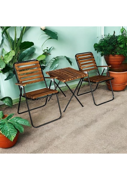 Deluxe Metal Ahşap Katlanır Bistro Bahçe Balkon Kamp Katlanır Sandaliye Masa Seti fiyatları