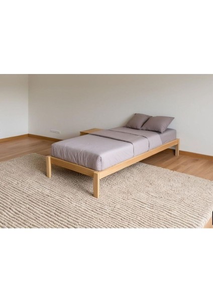 Doğal Masif Ahşap Butik Karyola Naturel Başlıksız 140X200 cm