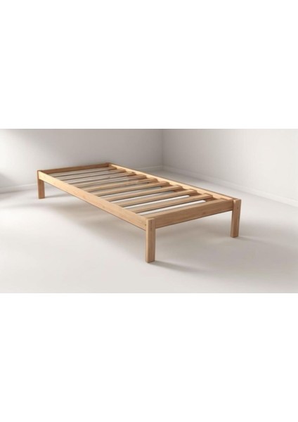 Doğal Masif Ahşap Butik Karyola Naturel Başlıksız 140X200 cm