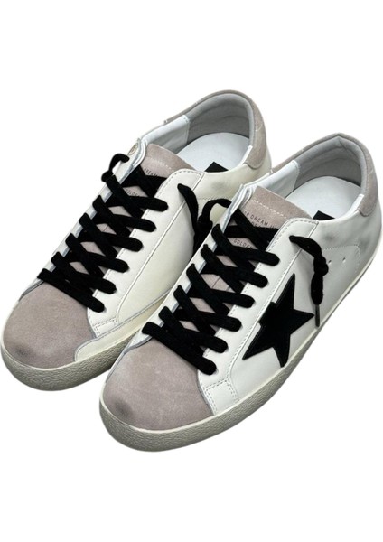 Golden Goose - Men’s Super‑star In White Leather White Black Nubuck Star - Erkek Sneaker Ayakkabı modelleri