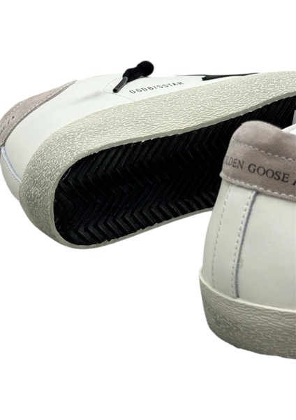 Golden Goose - Men’s Super‑star In White Leather White Black Nubuck Star - Erkek Sneaker Ayakkabı indirimleri