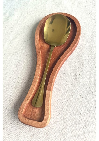 Ahşap Kirli Kaşıklık - Kaşık Altlığı / Kepçelik | 27X11 cm Doğal Kayın Ağacı