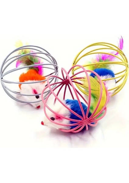Bakgelal Renkli Metal Kafesli Peluş Fareli Kedi Oyuncağı – Hareketli Tüylü Top 6cm | Kediler Için Eğlenceli Oyun Topu modelleri