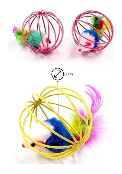 Bakgelal Renkli Metal Kafesli Peluş Fareli Kedi Oyuncağı – Hareketli Tüylü Top 6cm | Kediler Için Eğlenceli Oyun Topu fırsatları