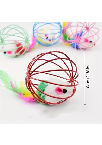 Bakgelal Renkli Metal Kafesli Peluş Fareli Kedi Oyuncağı – Hareketli Tüylü Top 6cm | Kediler Için Eğlenceli Oyun Topu indirimleri