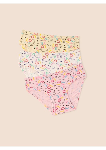 Kız Çocuk Organik Pamuklu Likralı Külot Empirme Love 3'lü Paket fiyatları