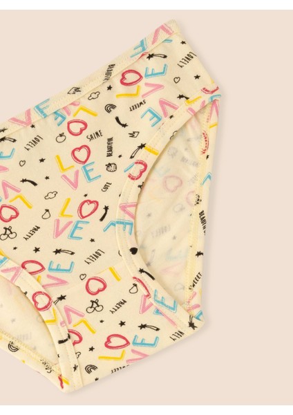 Kız Çocuk Organik Pamuklu Likralı Külot Empirme Love 3'lü Paket