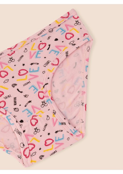 Kız Çocuk Organik Pamuklu Likralı Külot Empirme Love 3'lü Paket