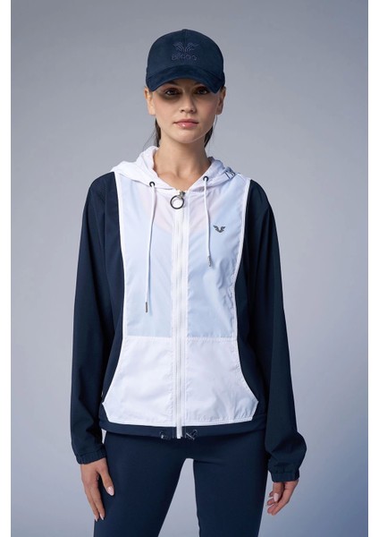 Kadın Lacivert Dokuma Kapüşonlu Spor Ceket 4172 modelleri