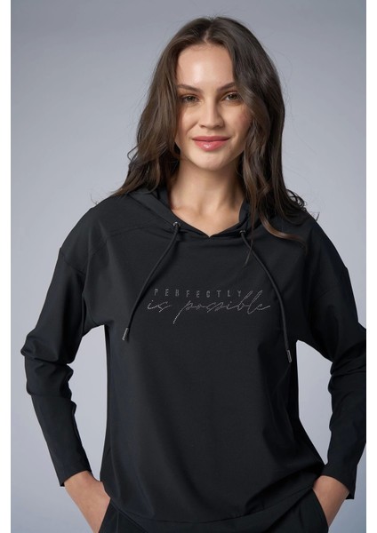 Kadın Siyah Ince Hafif Ince Kumaşlı Sweatshırt 4168 fiyatları