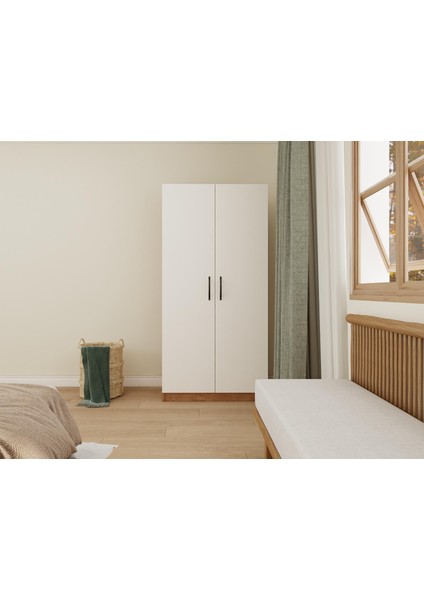 2 Kapaklı Bölmeli Gardırop Marbella Kiraz-Beyaz