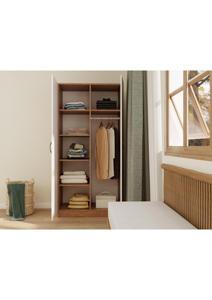 2 Kapaklı Bölmeli Gardırop Marbella Kiraz-Beyaz modelleri