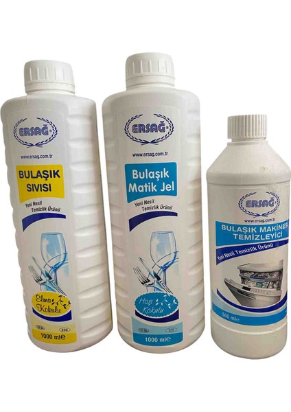 Bulaşık Sıvısı Elma Kokulu + Bulaşık Matik Jel 1000 ml +Bulaşık Makinesi Temizleyici