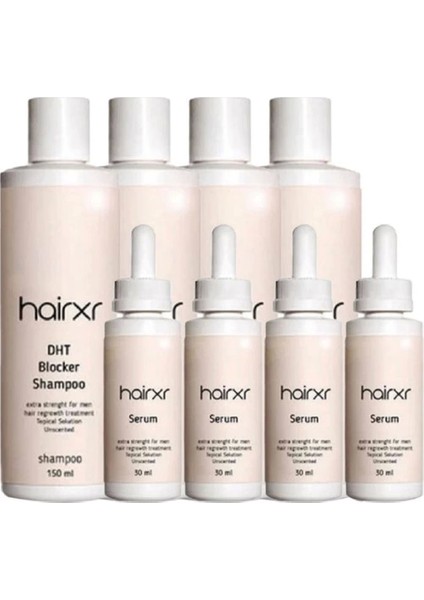 Hairxr 4X150 ml Şampuan ve 4X30 ml Serum Beslenmiş Güçlü Parlak Yeni Saçlar