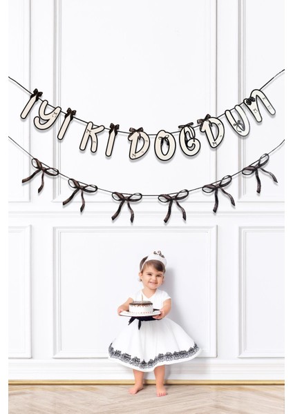 Siyah Fiyonk Iyi Ki Doğdun ve Fiyonklar Banner Seti Fiyonklar Doğum Günü Süsü 2li Paket