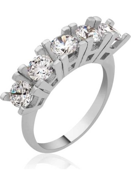 Gümüş 5 Taş Bayan Yüzük